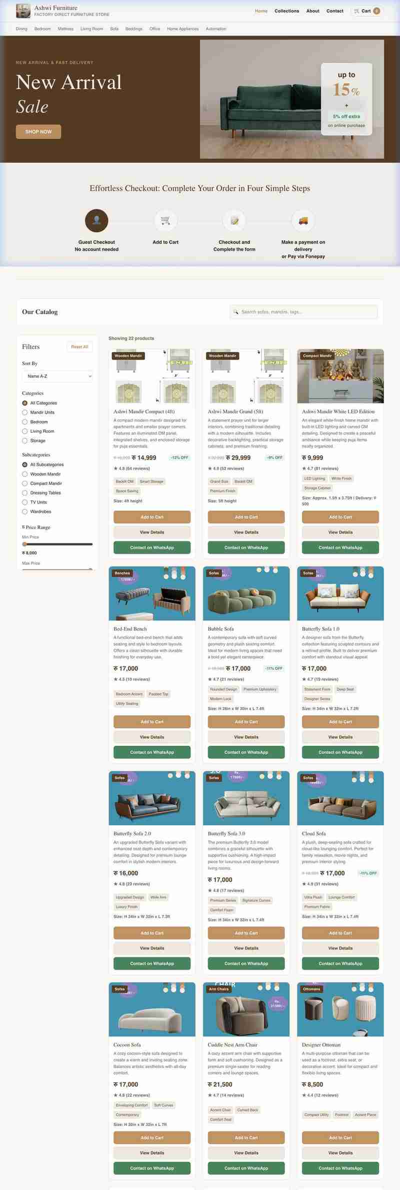 Ashwi Furniture website screenshot
